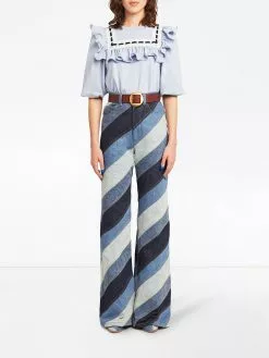 Marc Jacobs lace-trimmed cotton blouse