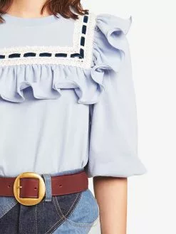 Marc Jacobs lace-trimmed cotton blouse