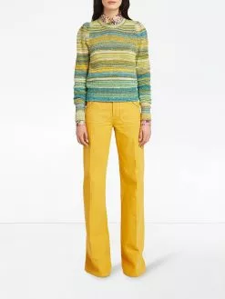 Marc Jacobs metallic striped rib-trimmed jumper