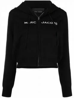 Marc Jacobs intarsia knit-logo zipped hoodie